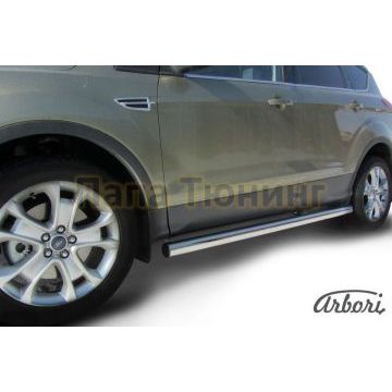 Защита штатных порогов труба 76 мм Slitkoff для Ford Kuga 2013- Защита штатных порогов труба 76 мм Slitkoff для Ford Kuga 2013-