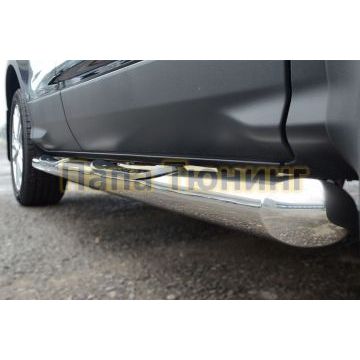 Пороги труба с накладками d76 вариант 1 РусСталь для Ford Kuga 2013-