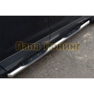 Пороги труба с накладками d76 вариант 1 РусСталь для Ford Kuga 2013-
