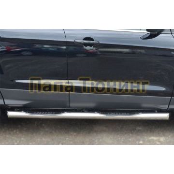 Пороги труба с накладками d76 вариант 1 РусСталь для Ford Kuga 2013-