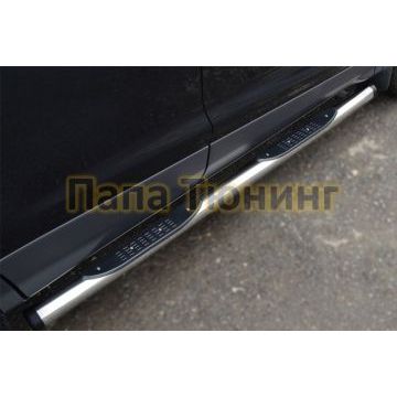 Пороги труба с накладками d76 вариант 2 РусСталь для Ford Kuga 2013-