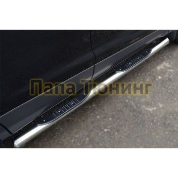 Пороги труба с накладками d76 вариант 3 РусСталь для Ford Kuga 2013-