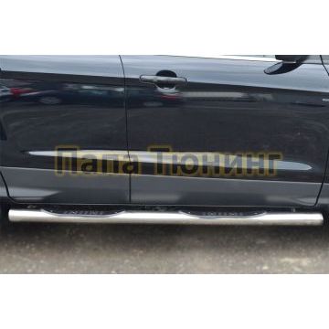 Пороги труба с накладками d76 вариант 3 РусСталь для Ford Kuga 2013-