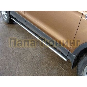 Пороги труба овальная с проступью 75-42 мм ТСС для Ford Kuga 2013-2016