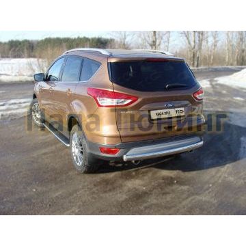 Защита заднего бампера овальная 75х42 мм ТСС для Ford Kuga 2013-2016