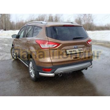 Защита задняя овальные уголки 75х42 мм ТСС для Ford Kuga 2013-2016