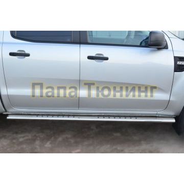 Пороги труба овальная с проступью 120x60 мм РусСталь для Ford Ranger 2012-2015