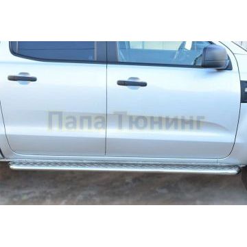 Пороги с площадкой алюминиевый лист d42вариант 2 РусСталь для Ford Ranger 2012-2015
