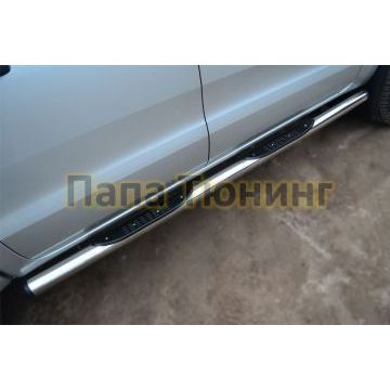 Пороги труба с накладками d76 вариант 2 РусСталь для Ford Ranger 2012-2015