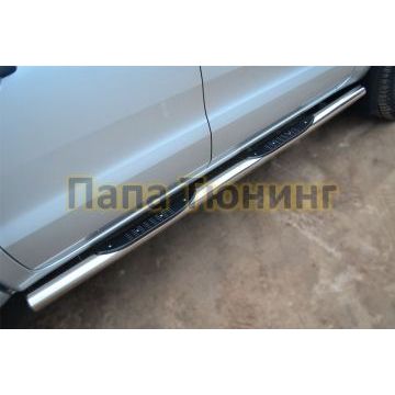 Пороги труба с накладками d76 вариант 3 РусСталь для Ford Ranger 2012-2015