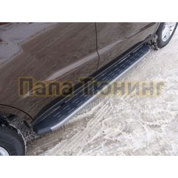 Пороги алюминиевые ТСС с накладкой для Geely Emgrand X7 2013-2019