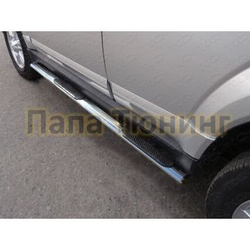Пороги труба овальная с накладками 75-42 мм ТСС для Great Wall Hover H3 New 2014-2015