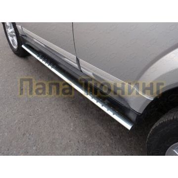 Пороги труба овальная с проступью 75-42 мм ТСС для Great Wall Hover H3 New 2014-2015