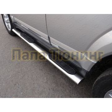 Пороги труба овальная с накладками 120-60 мм ТСС для Great Wall Hover H3 New 2014-2015