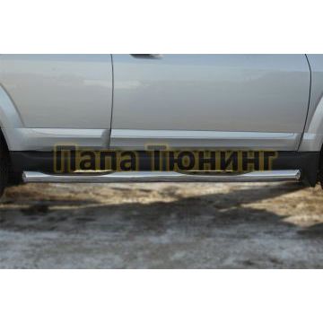 Пороги труба с накладками d76 вариант 1 РусСталь для Great Wall Hover H3 2014-2016