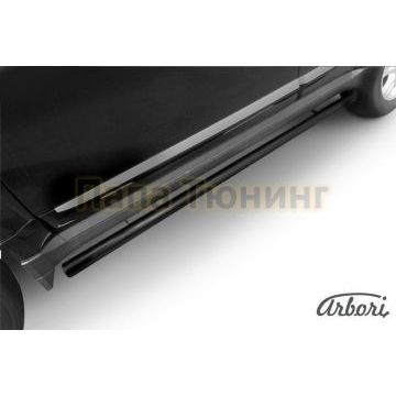 Защита штатных порогов чёрная сталь труба 57 мм Slitkoff для Great Wall Hover H3 New 2014-2015