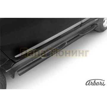 Пороги чёрная сталь труба с накладками 76 мм Slitkoff для Great Wall Hover H3 New 2014-2015