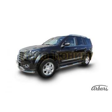 Пороги труба с накладками 76 мм Slitkoff для Great Wall Hover H3 New 2014-2015