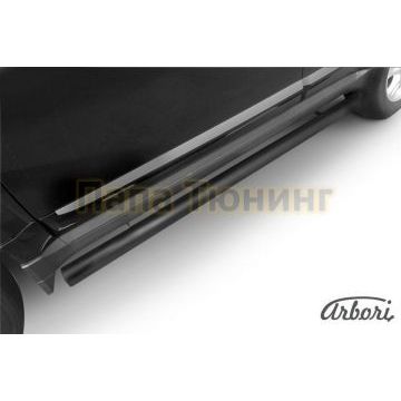 Защита штатных порогов чёрная сталь труба 76 мм Slitkoff для Great Wall Hover H3 New 2014-2015