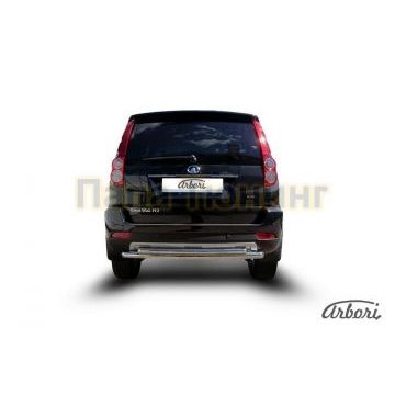 Защита заднего бампера двойная радиусная 57-42 мм Slitkoff для Great Wall Hover H3 New 2014-2015