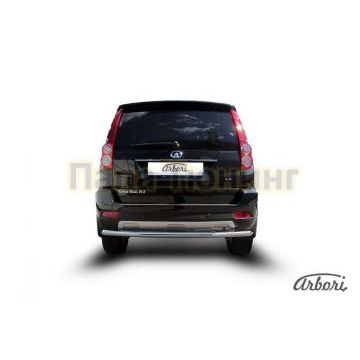 Защита заднего бампера длинная 57 мм Slitkoff для Great Wall Hover H3 New 2014-2015