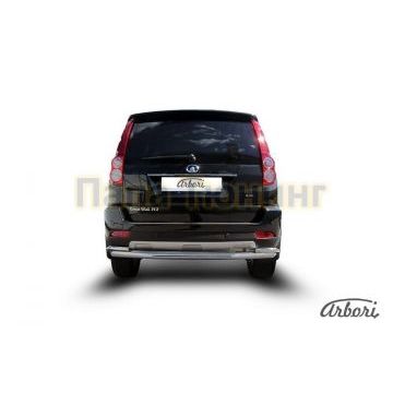 Защита заднего бампера двойная длинная 57-42 мм Slitkoff для Great Wall Hover H3 New 2014-2015