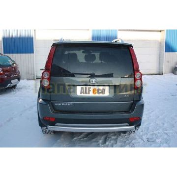 Защита заднего бампера овальная 75х42 мм ALFeco для Great Wall Hover H3 2014-2017
