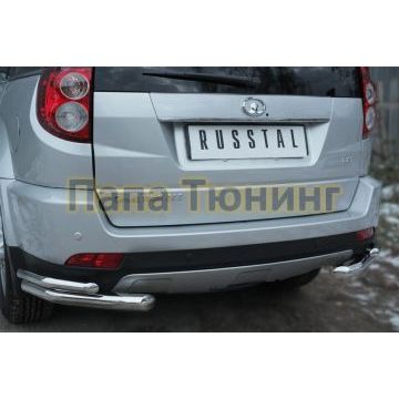 Защита задняя двойные уголки d57-d42 секции РусСталь для Great Wall Hover H3 2014-