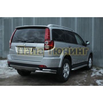 Защита задняя двойные уголки d57-d42 секции РусСталь для Great Wall Hover H3 2014-