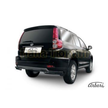 Защита задняя двойные уголки чёрная сталь 57-42 мм Slitkoff для Great Wall Hover H3 New 2014-2015