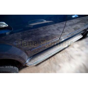 Пороги с площадкой алюминиевый лист d42вариант 2 РусСталь для Great Wall Hover H5 2011-2015