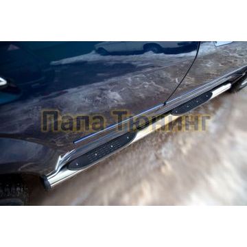 Пороги труба d76 с накладками вариант 2 РусСталь для Great Wall Hover H5 2011-2015