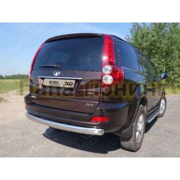 Защита заднего бампера овальная 75-42 мм ТСС для Great Wall Hover H5 2011-2015