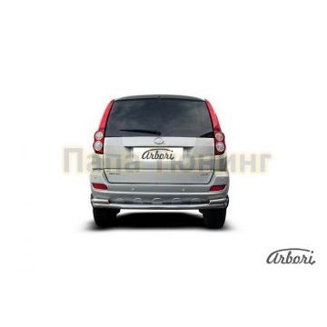 Защита заднего бампера двойная длинная 57-42 мм Slitkoff для Great Wall Hover H5 2011-2015