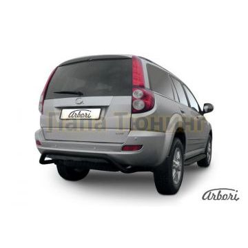 Защита заднего бампера чёрная сталь скоба 57 мм Slitkoff для Great Wall Hover H5 2011-2015