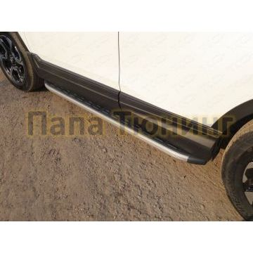 Пороги алюминиевые ТСС с накладкой сервые для Honda CR-V 2017- Пороги алюминиевые ТСС с накладкой сервые для Honda CR-V 2017-