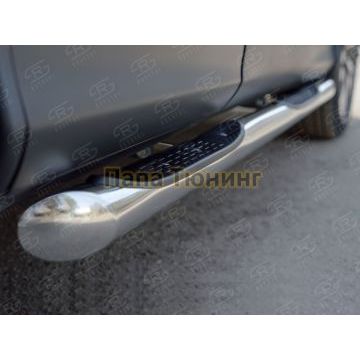 Пороги труба с накладками d76 вариант 1 РусСталь для Honda CR-V 2015-2017