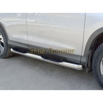 Пороги труба с накладками d76 вариант 1 РусСталь для Honda CR-V 2015-2017