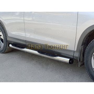 Пороги труба с накладками d76 вариант 2 РусСталь для Honda CR-V 2015-2017