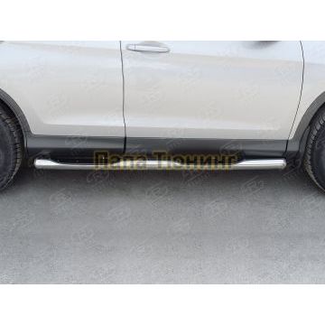 Пороги труба с накладками d76 вариант 3 РусСталь для Honda CR-V 2015-2017