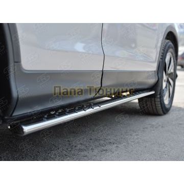 Пороги труба овальная с проступью 75х42мм РусСталь для Honda CR-V 2015-2017