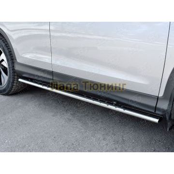 Пороги труба овальная с проступью 75х42мм РусСталь для Honda CR-V 2015-2017