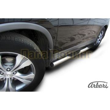 Пороги труба с накладками 76 мм Slitkoff для Honda CR-V 2012-