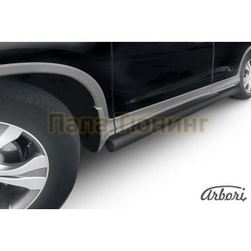 Защита штатных порогов чёрная сталь труба 76 мм Slitkoff для Honda CR-V 2012-