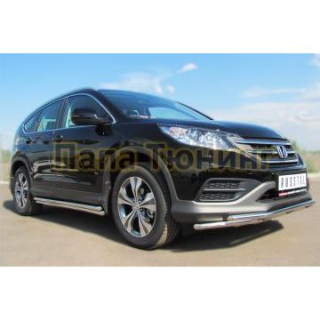 Пороги труба двойная 42-d42 секции РусСталь для Honda CR-V 2012-2015