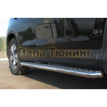 Пороги с площадкой алюминиевый лист d42 РусСталь для Honda CR-V 2012-2015