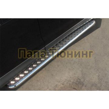 Пороги с площадкой алюминиевый лист d42 РусСталь для Honda CR-V 2012-2015