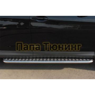Пороги с площадкой алюминиевый лист d42 РусСталь для Honda CR-V 2012-2015