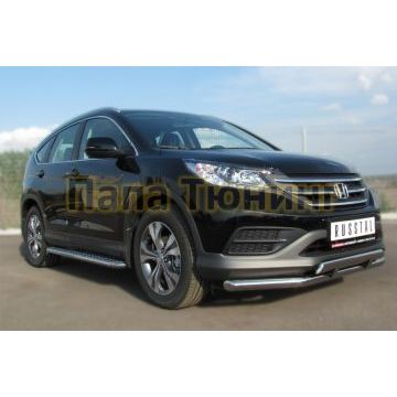 Пороги с площадкой алюминиевый лист d42 РусСталь для Honda CR-V 2012-2015