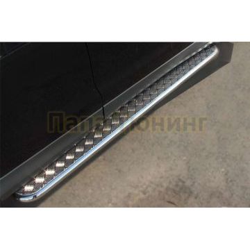 Пороги с площадкой алюминиевый лист d42вариант 2 РусСталь для Honda CR-V 2012-2015